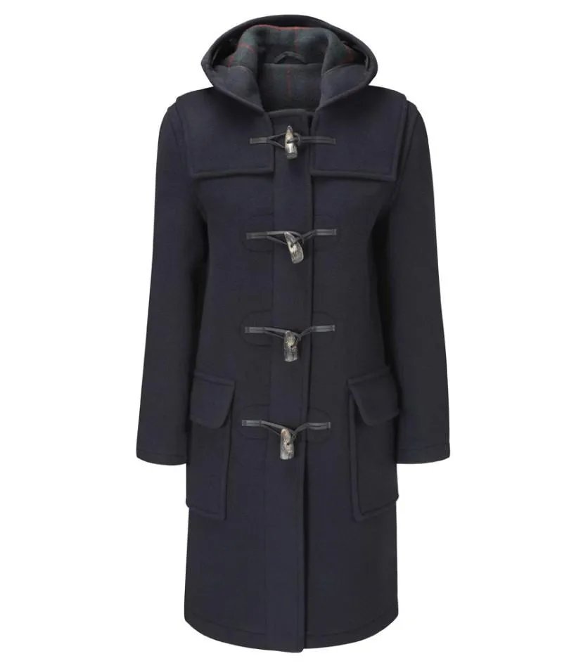 Women's Classic Fit Duffle Coat with Horn Toggles - Navy