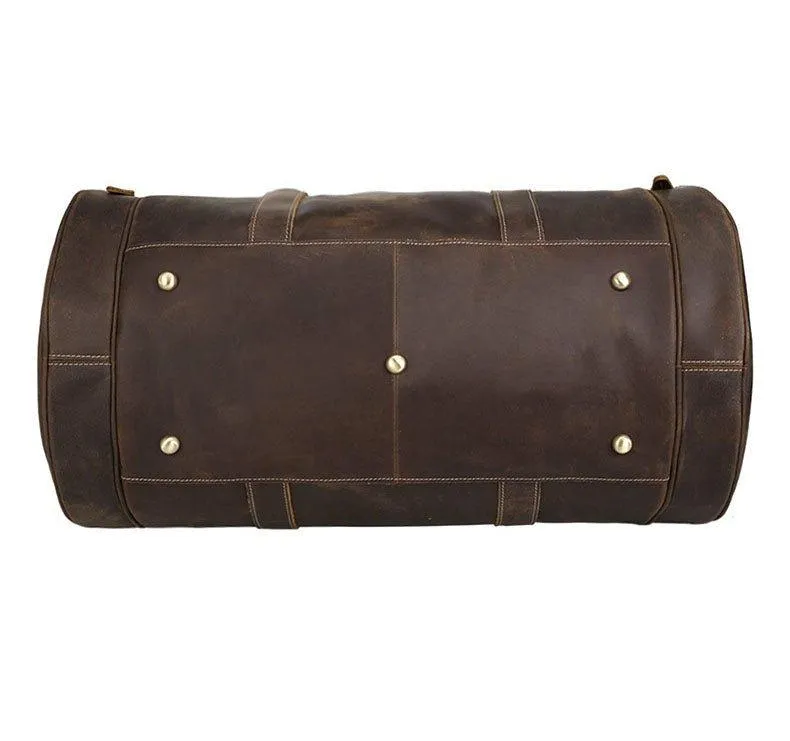 Woosir Brown Leather Barrel Bag