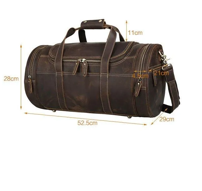 Woosir Brown Leather Barrel Bag