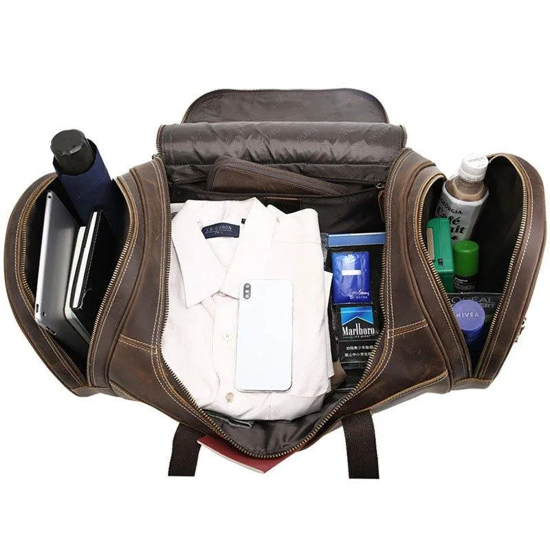 Woosir Brown Leather Barrel Bag