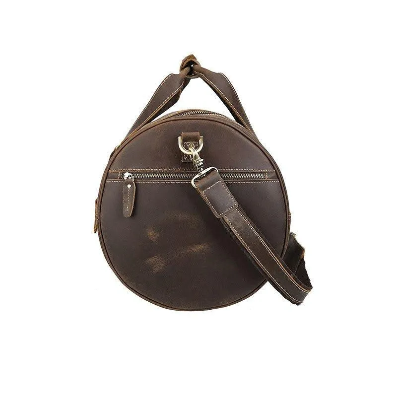 Woosir Brown Leather Barrel Bag