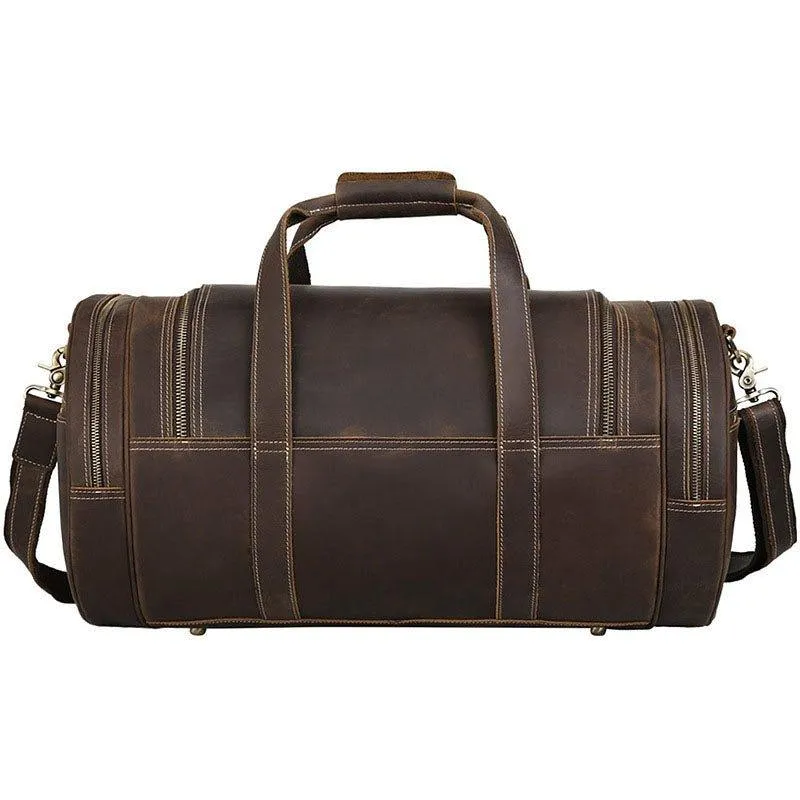 Woosir Brown Leather Barrel Bag