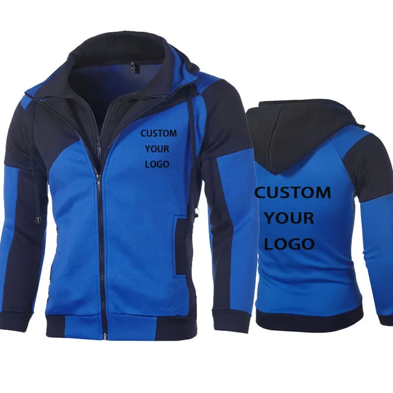 xiangtuibao Custom Logo Men Hoodies Jacket Autumn Winter Fashion Patchwork Coat Homme Streetwear Tops Men Clothing