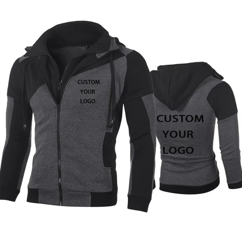 xiangtuibao Custom Logo Men Hoodies Jacket Autumn Winter Fashion Patchwork Coat Homme Streetwear Tops Men Clothing