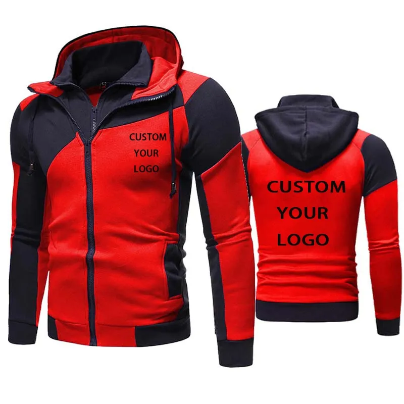 xiangtuibao Custom Logo Men Hoodies Jacket Autumn Winter Fashion Patchwork Coat Homme Streetwear Tops Men Clothing